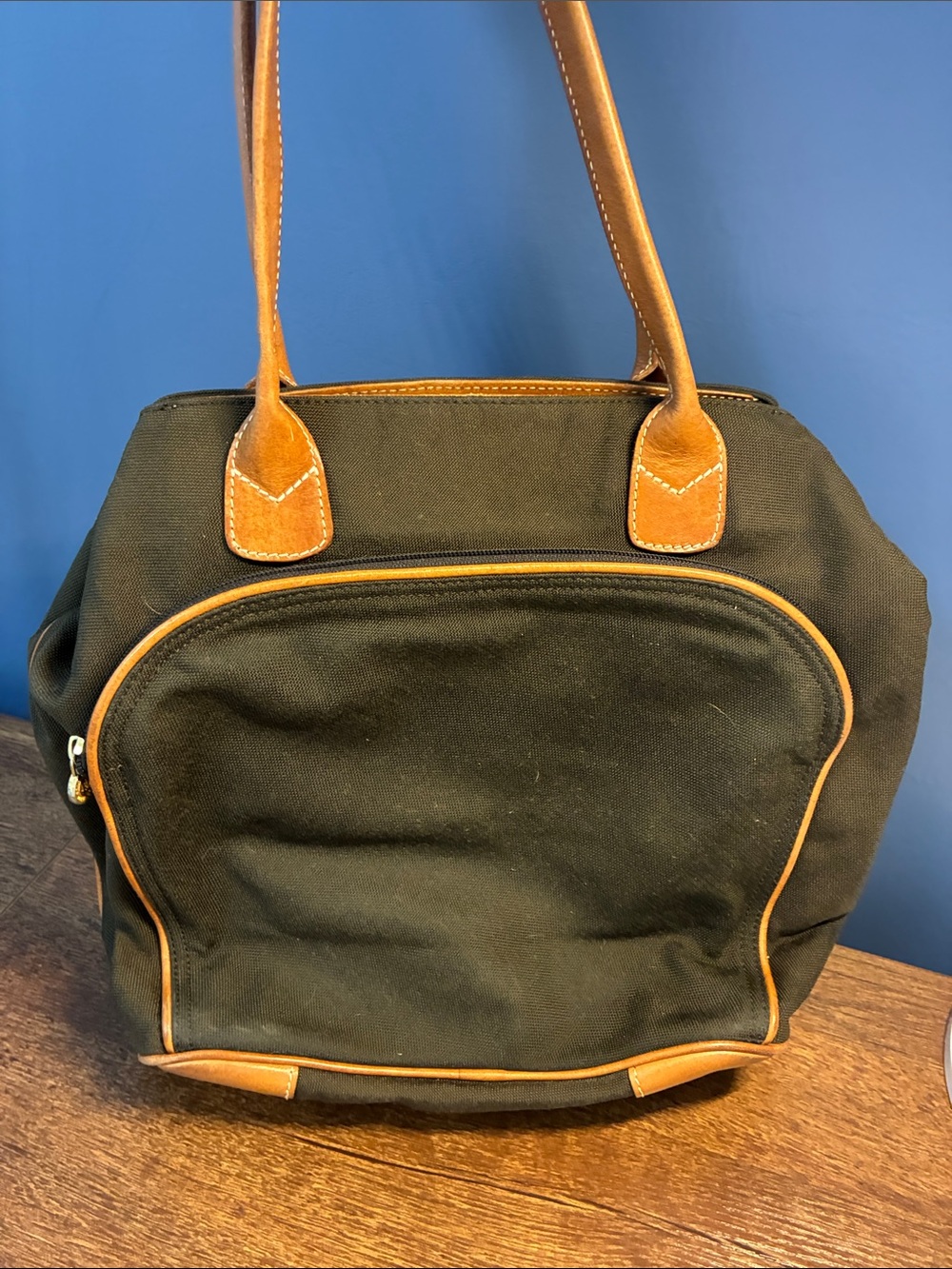 Eric Javits Canvas Tote Bag with Leather Trim - Picture 2 of 9